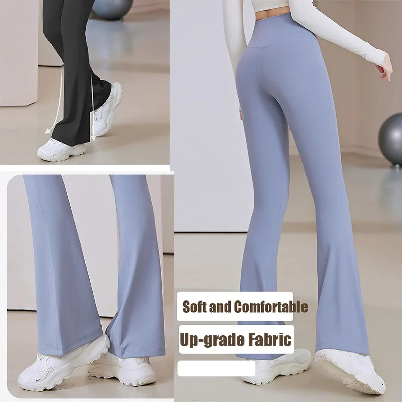 Flare Leggings for Women High Waisted Velvet Yoga Pants Tight Bootcut Dress  Pants Stretch Bell Bottom Lounge Trousers 