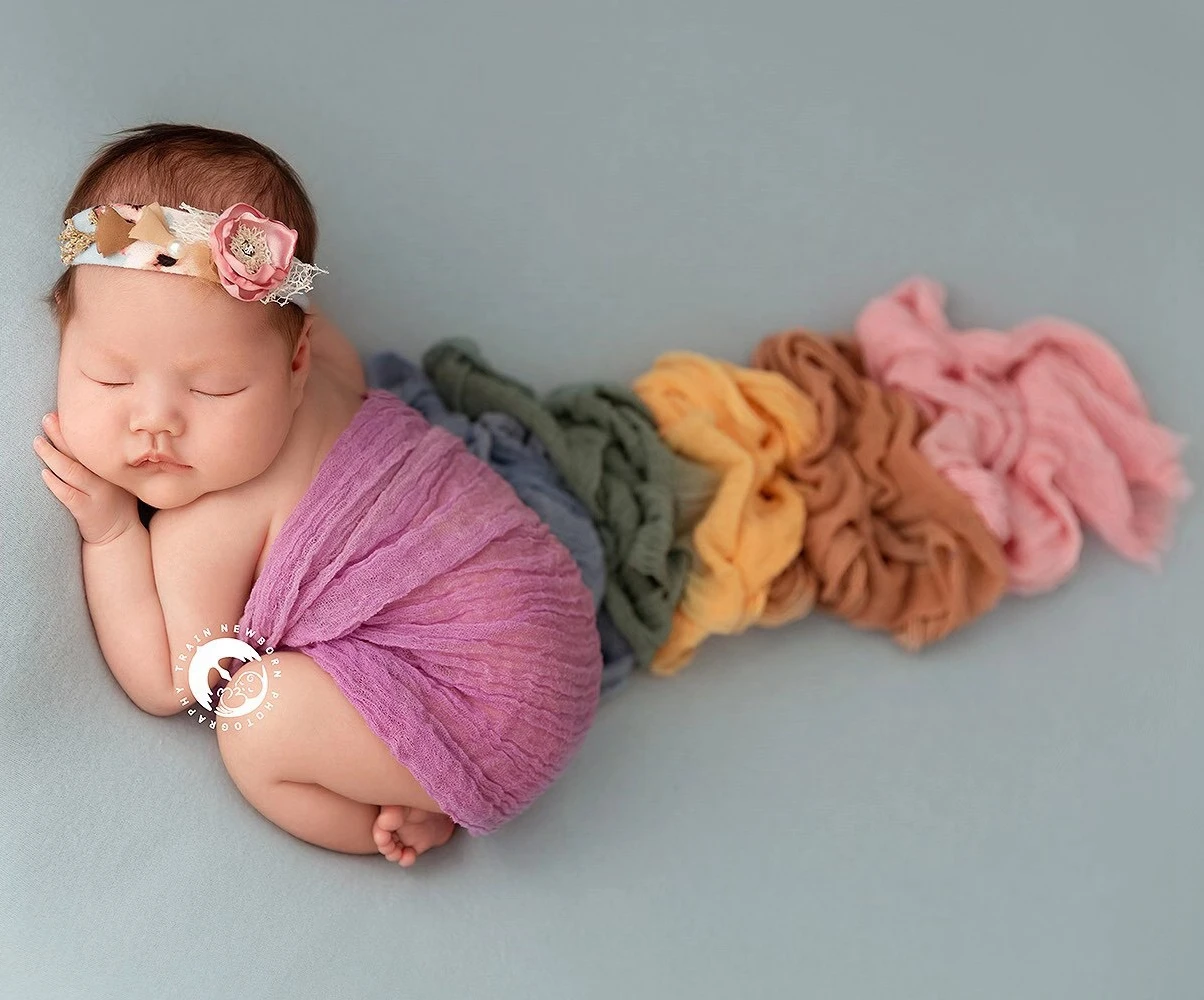 Newborn Photography Blanket Infant Photo Shoot Props Outfits Boy Girls Photo Backdrop Rainbow Wrap Cloth 
