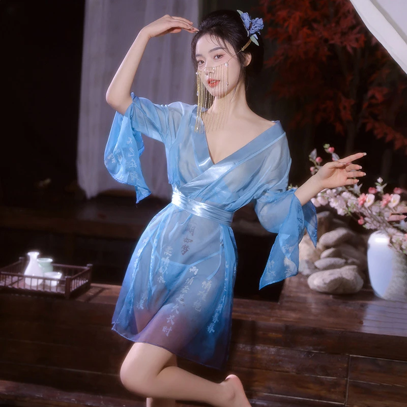 

Sexy Lingerie Chinese Retro Hanfu Nightdress Cosplay Dance Costumes Temptation See-through Sleepwear Ancient Adult Women's New