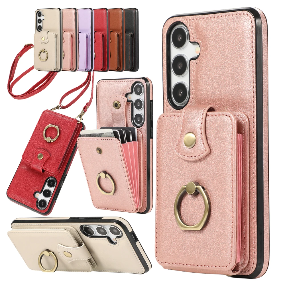 Sleek Crossbody Leather Wallet Phone Case