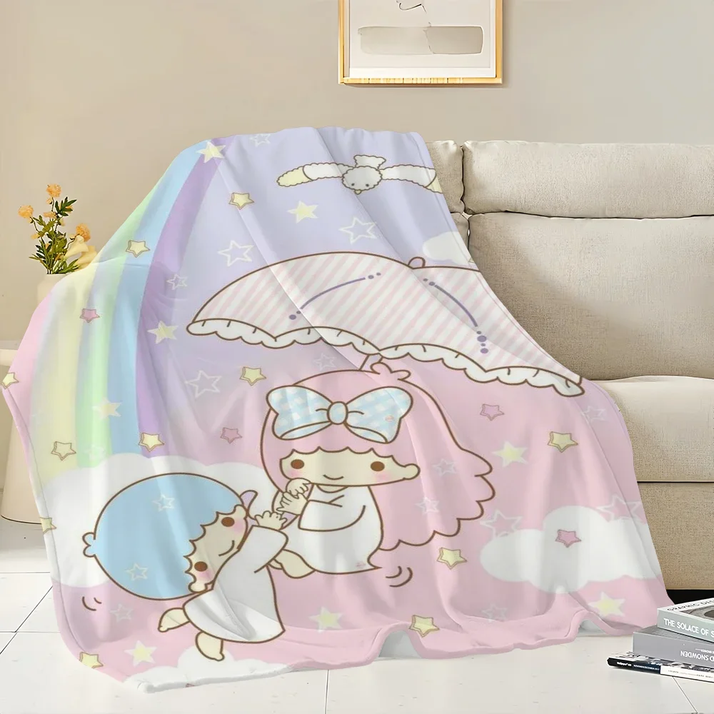 L-Little Twin Stars K-KiKi & L-LalaS Printed Comfortable And Soft Sofa Bedroom Plush Blanket Suitable For Home Travel And Gifts 3