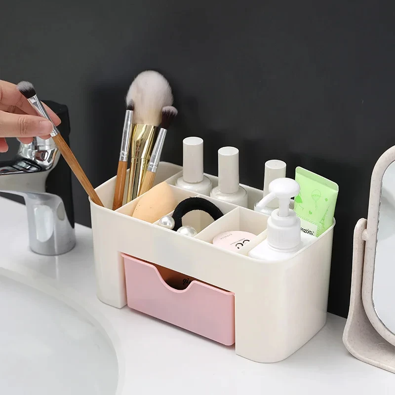 Description Picture 4 of itemDouble Layer Plastic Makeup Organizers Storage Box Cosmetic Drawers Jewelry Display Box Case Desktop Container Boxes Organizer