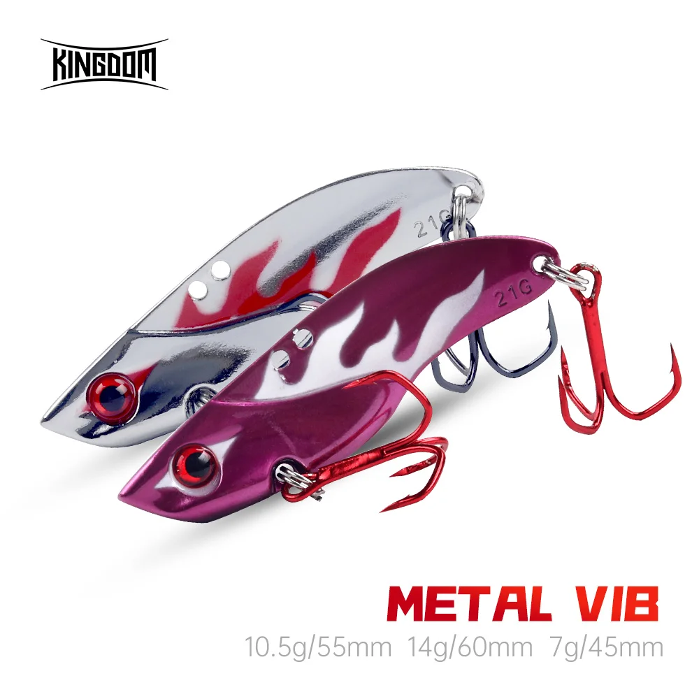 Kingdom Metal Vib Fishing Lure Vmc Ganci Affondanti 7G 10.5G 14G Vibrazione Rotante Manovella Esche Da Pesca Sale Attrezzatura Da Pesca Wobblers