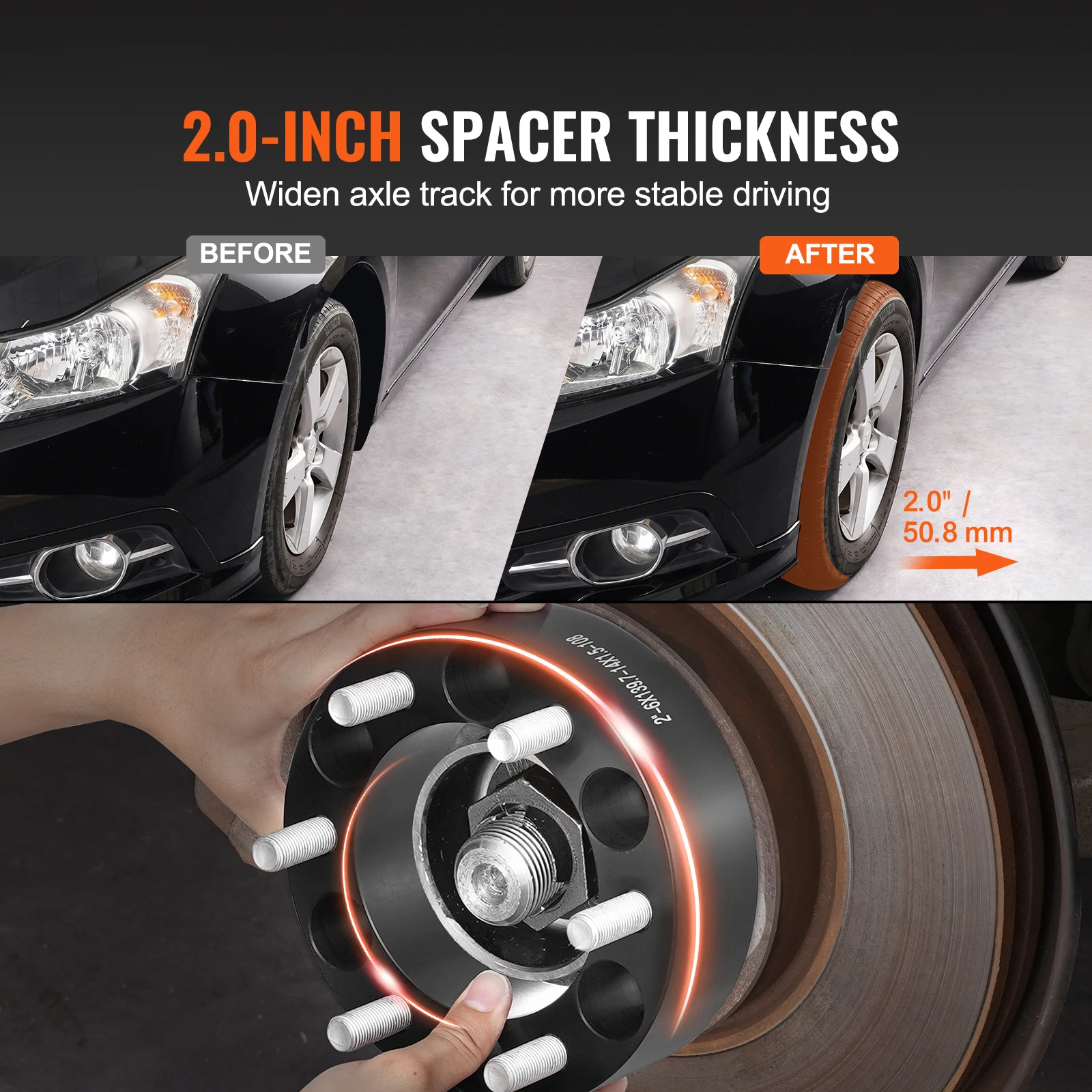 SucceBuy Wheel Spacers 8"x6.5" Wheel Adapters 8 Lug Forged Spacer 9/16"-18 Studs Spacers for DodgeRam 2500 3500 Ford F250 F350