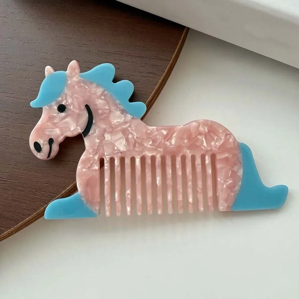 Hair Care Horse Acetic Acid Comb Cartoon Acetate Makeup Comb Contrast Color Hair Accessories Hairdressing Combs Household