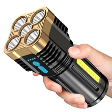 

High Power Four-cell LED Torch USB Rechargeable Powerful LED Torch Super Bright Torch COB Portable Light Camping Lantern