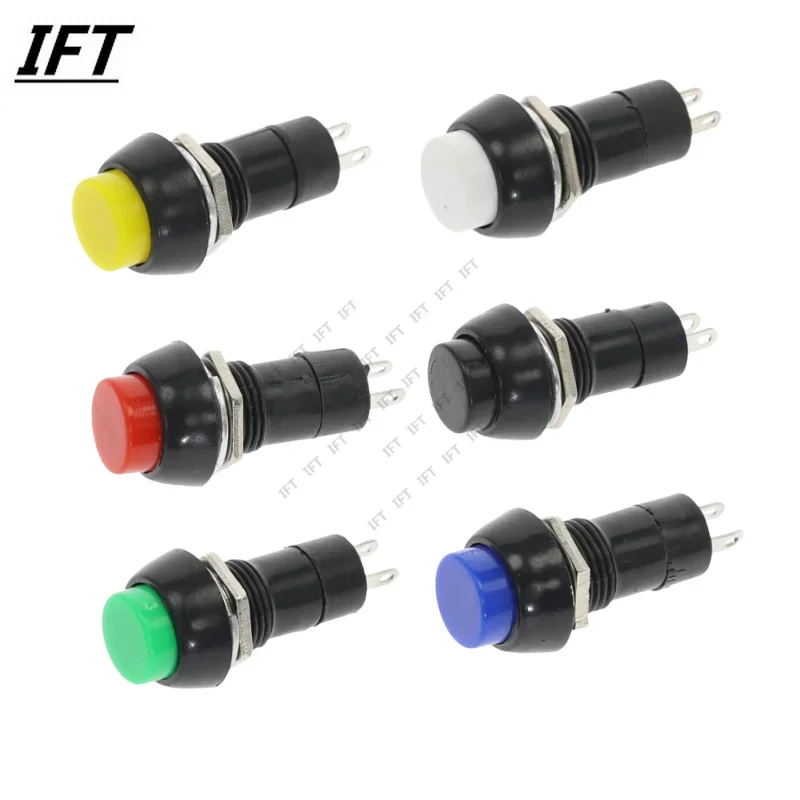 6PCS PBS-11A PBS-11B 12mm self-locking / Self-reset Plastic Push Button Switch Latching Momentary Switchs 3A 250V AC 2PIN 6Color
