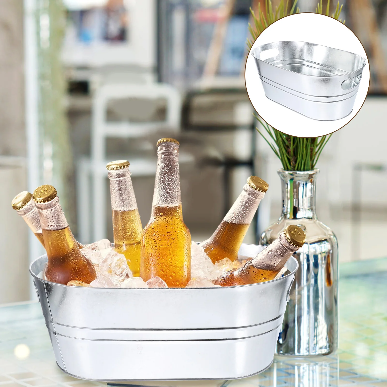 

Container Bar Drink Buckets Ice for Cocktail Drinks Desktop Iced Bottle Metal Stainless Steel Parties Small