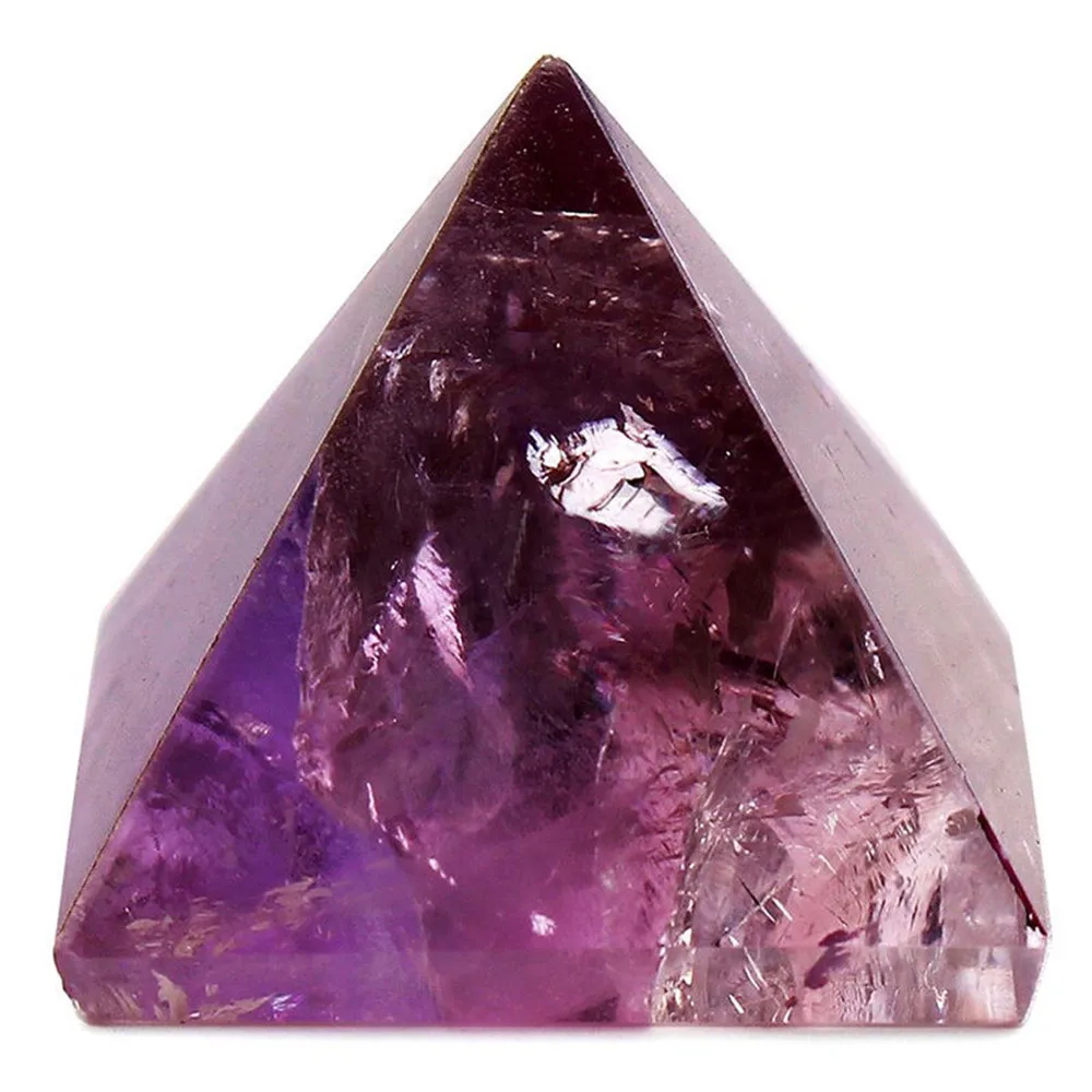 Amethyst Crystal Pyramid Egyptian Clear Stone Home Desk Decor Healing Gifts 20mm 2