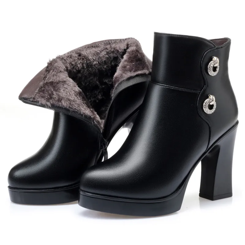 AIYUQI 2024 Latest Women Winter Boots Winter High Heel Ankle Boots Women Warm Wool Platform Women's Fashion Boots Shoes