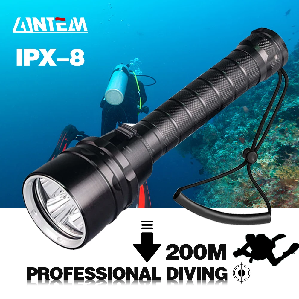 Powerful LED Diving Flashlight Super 8000LM T6/L2 Professional Underwater Torch IP8 Waterproof rating Lamp Using 18650 Battery