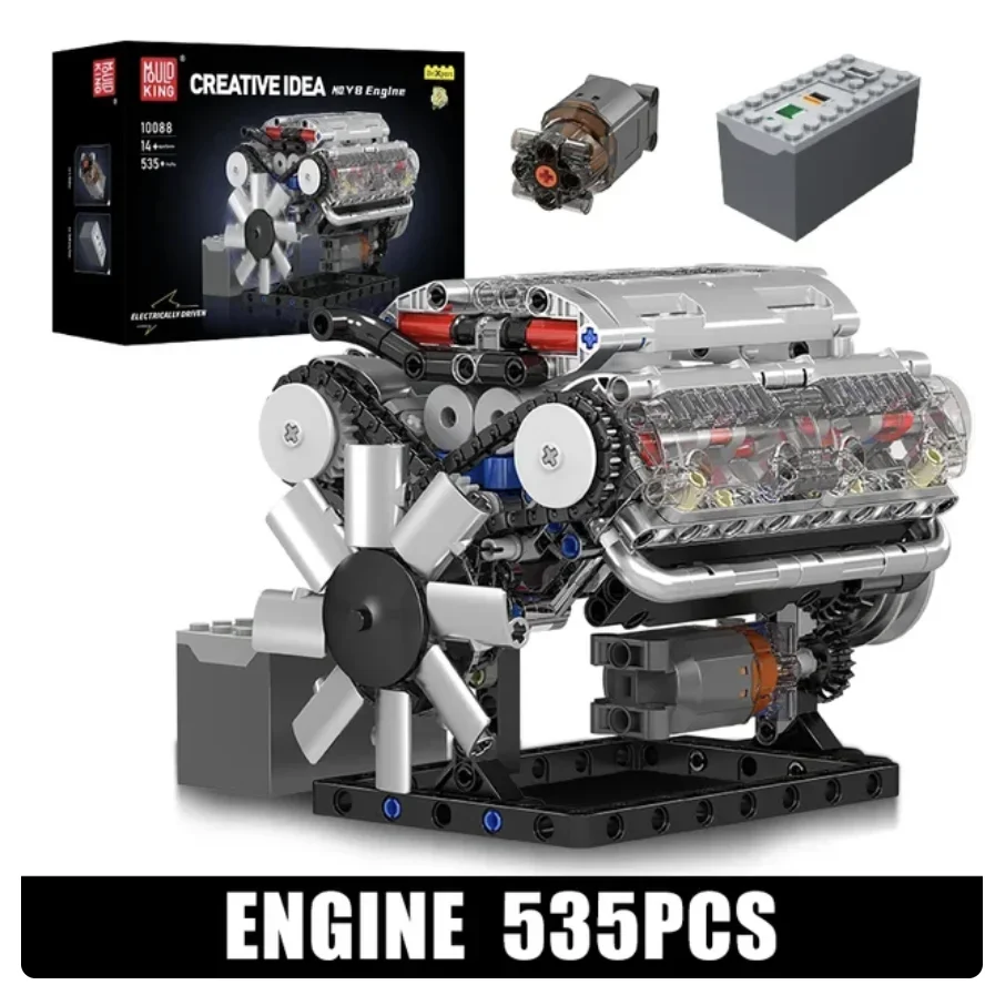 Mold King 10088 Technik Electric Driven No.V8 Engine Model Building Blocks Set Giocattolo Educativo Creativo