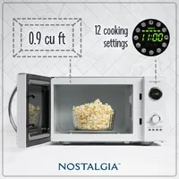 Retro Countertop Microwave Oven - Large 800-Watt ,12 Pre-Programmed Cooking Settings,Digital Clock,- Kitchen Appliances - White 2