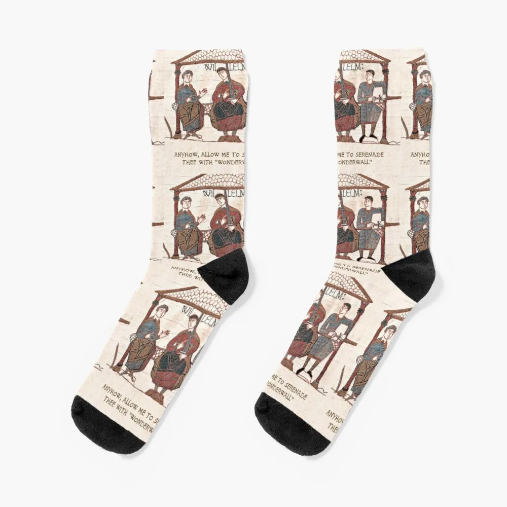 Funny Medieval meme - Anyhow Allow me to Serenade thee with Wonderwall Socks Christmas Stocking art and religion in medieval armenia