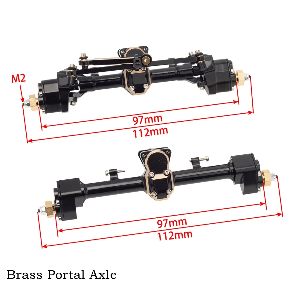 

PigRC Brass SCX24 Portal Axle Straight Complete Axle for 1/24 RC Crawler Car Deadbolt 90081 C10 JLU JEEP Gladiator