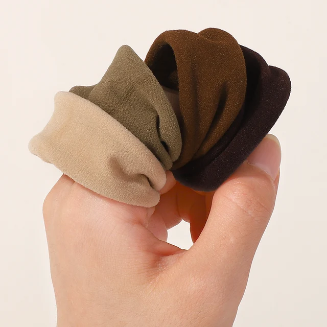 4Pcs/Set Soft Wide Nylon Scrunchies Elastic Hair Bands for Women Girls Fashion Ponytail Holders Rubber Ties Hair Accessories 1