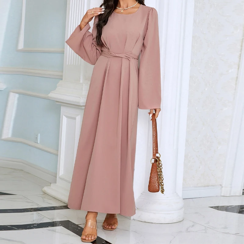 Summer Ramadan Mubarak Abaya Dubai Turkey Muslim Dress Women's Kimono Solid Color Long Fashion Fit Elegant Dresses 2023