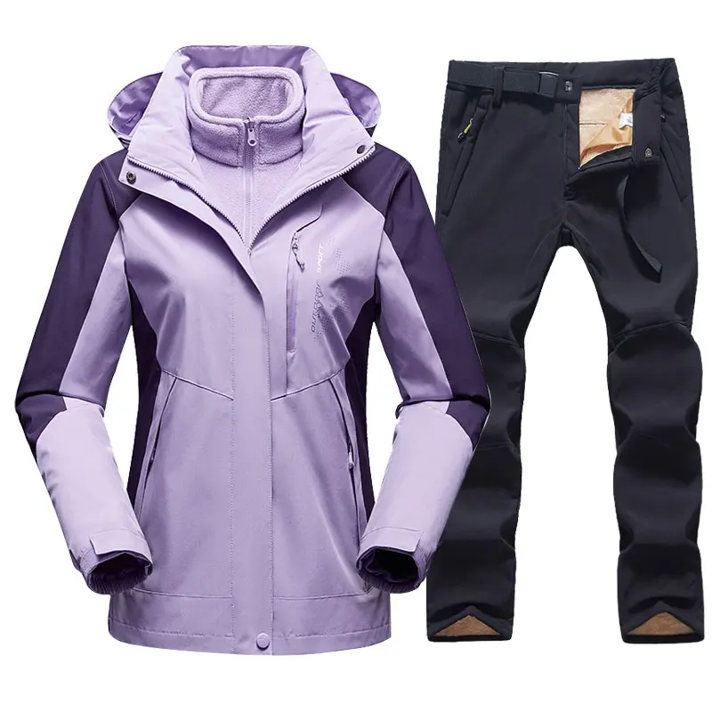 Women Ski Suit Waterproof Snow Fleece Jacket Pants Female Snowboard Sets Women's Winter Sports Warm Breathable Skiing Outfits winter jacket ski jacket