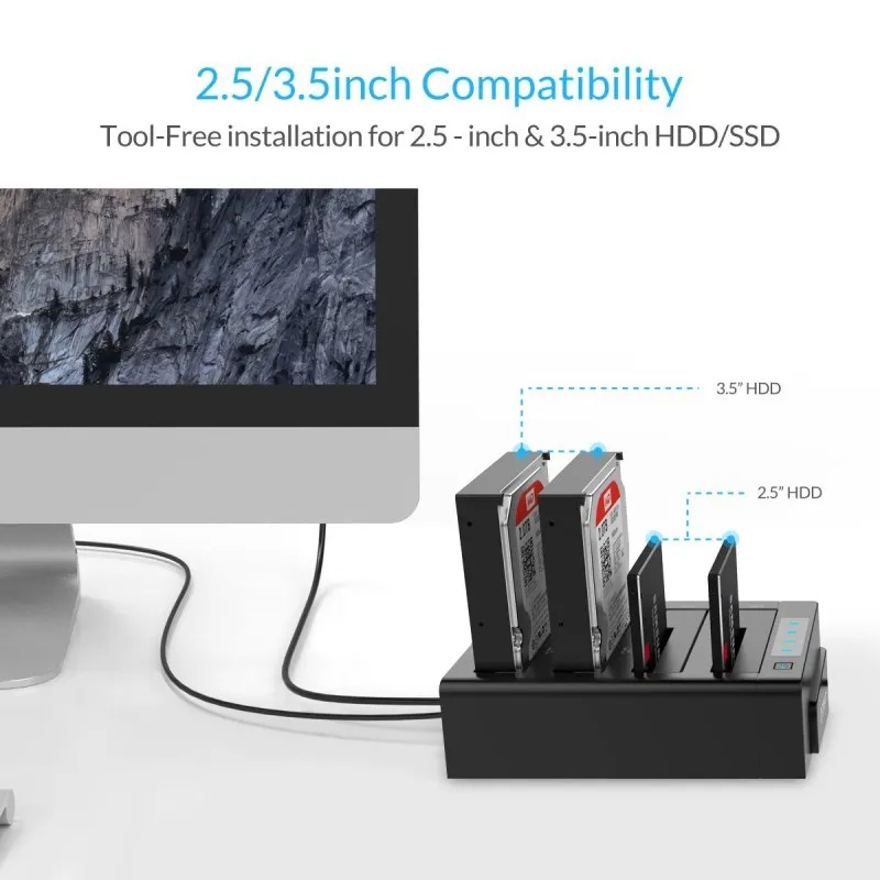 ORICO 4 Bay Hard Drive Docking Station Offline Clone SATA to USB 3.0 For 2.5/3.5 inch HDD