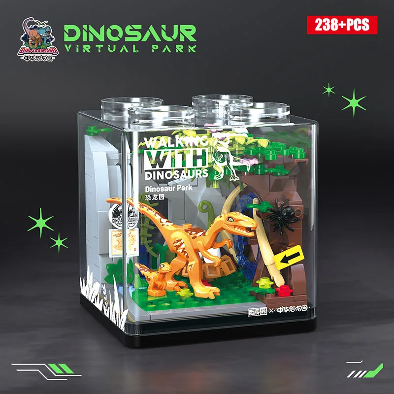 thumbnail image 1 of Bloques de construcción de tamaño pequeño de Jurassic Dinosaur World MOC Dino Park con cubierta antipolvo, juguetes de ladrillos para el instituto de investigación de dinosaurios, regalos, 1 of 5