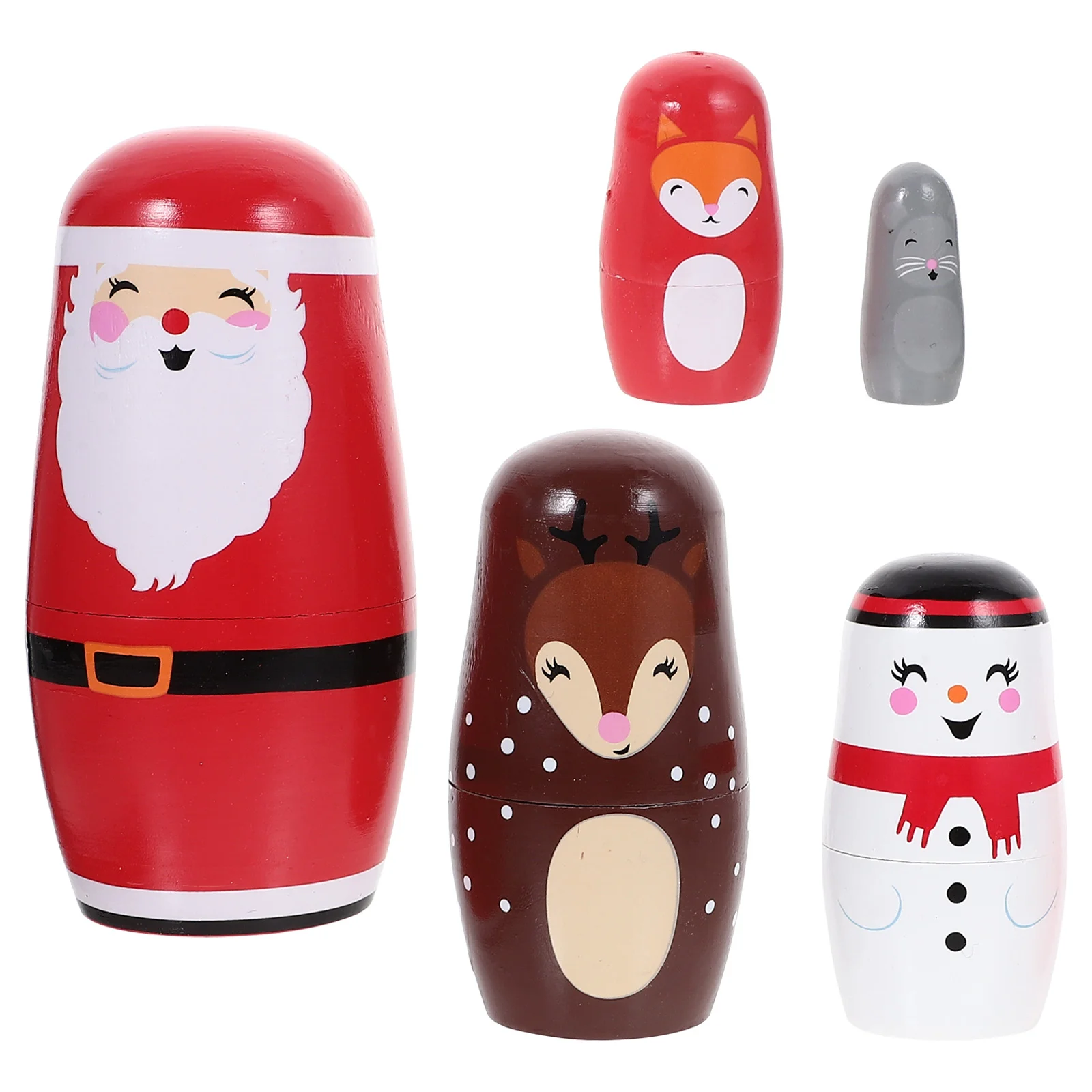 

4/5/6 Layer Santa Claus Russian Nesting Dolls Handmade Wooden Matryoshka Toys For Kids New Year Christmas Gifts