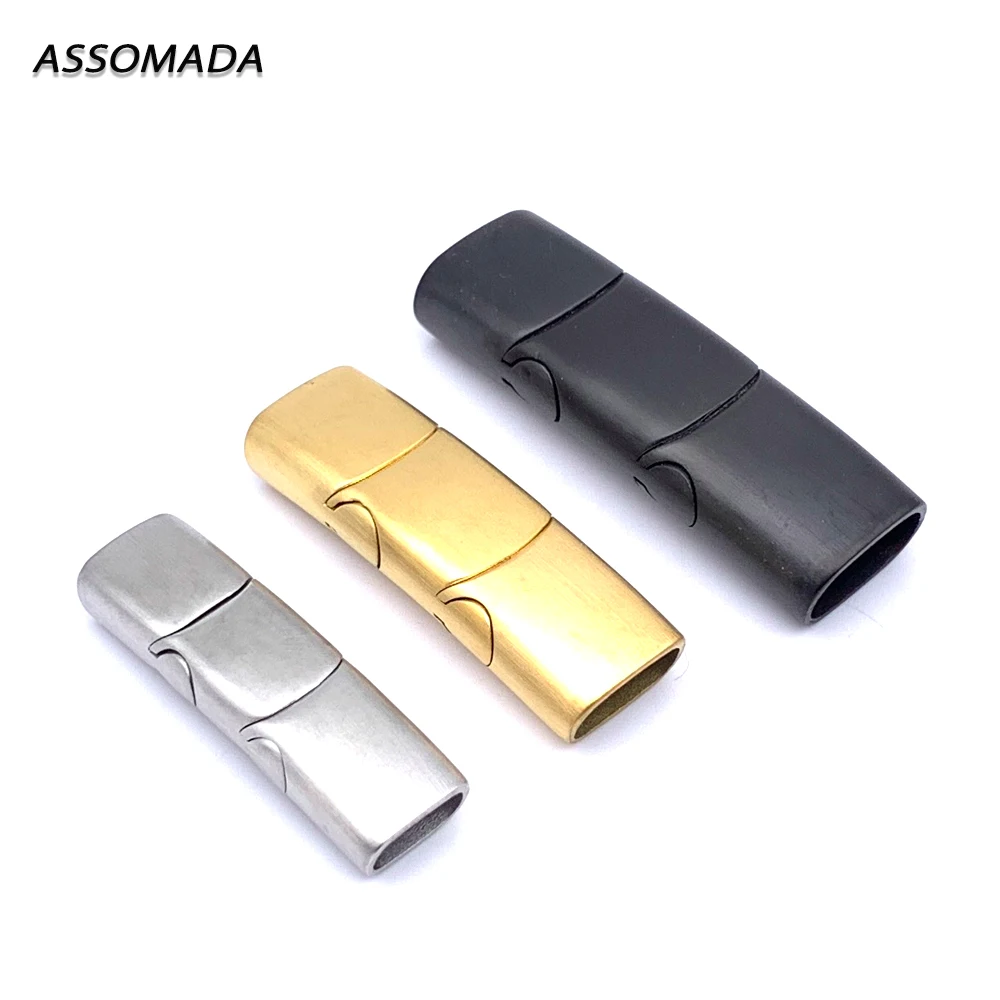 Stainless Steel Magnetic Clasps Leather Bracelets Cord Connector Three Link  Buckle For DIY Jewelry Making Accessories Supplies