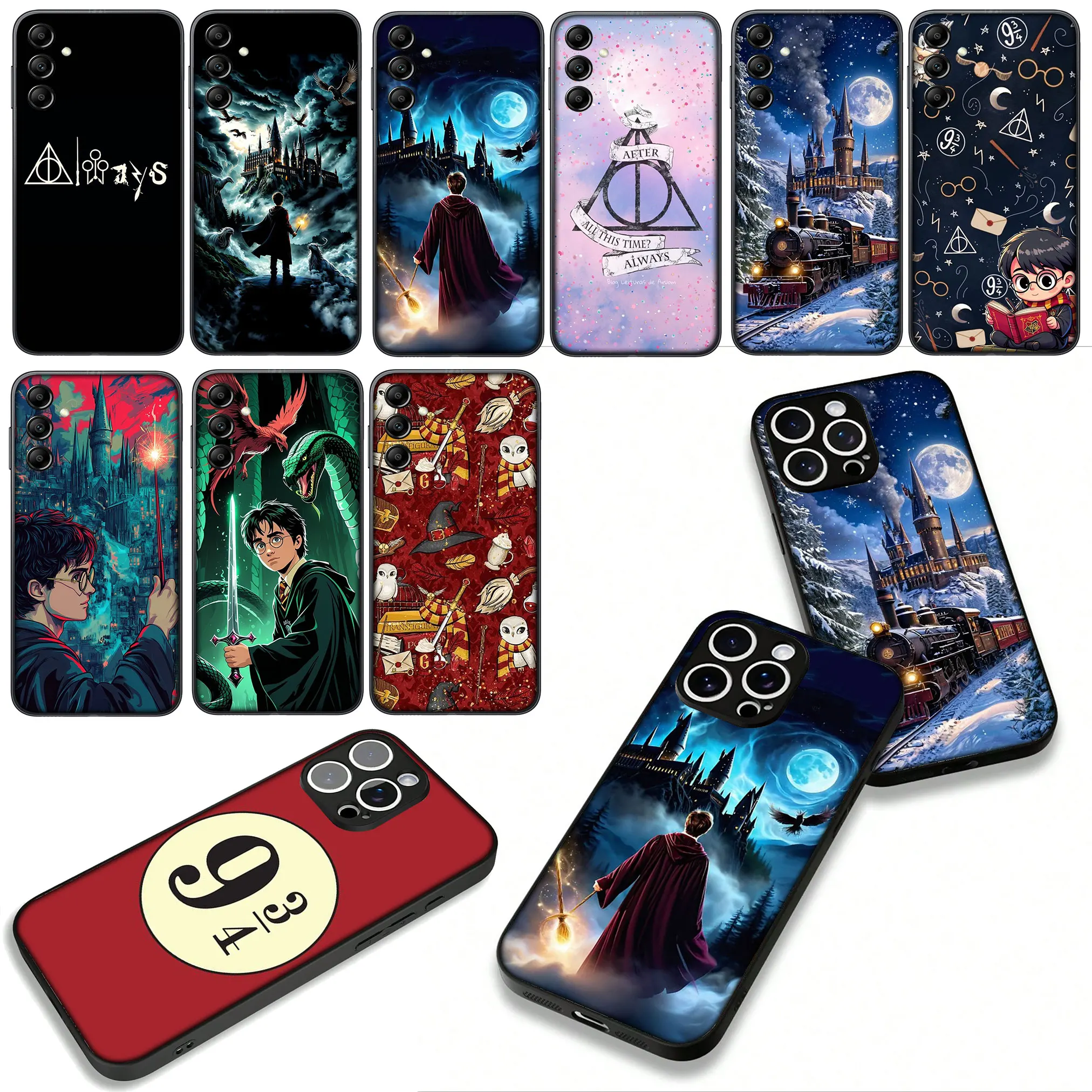 Artistic Owl Magic Wand Phone Case with Potter-Inspired Design