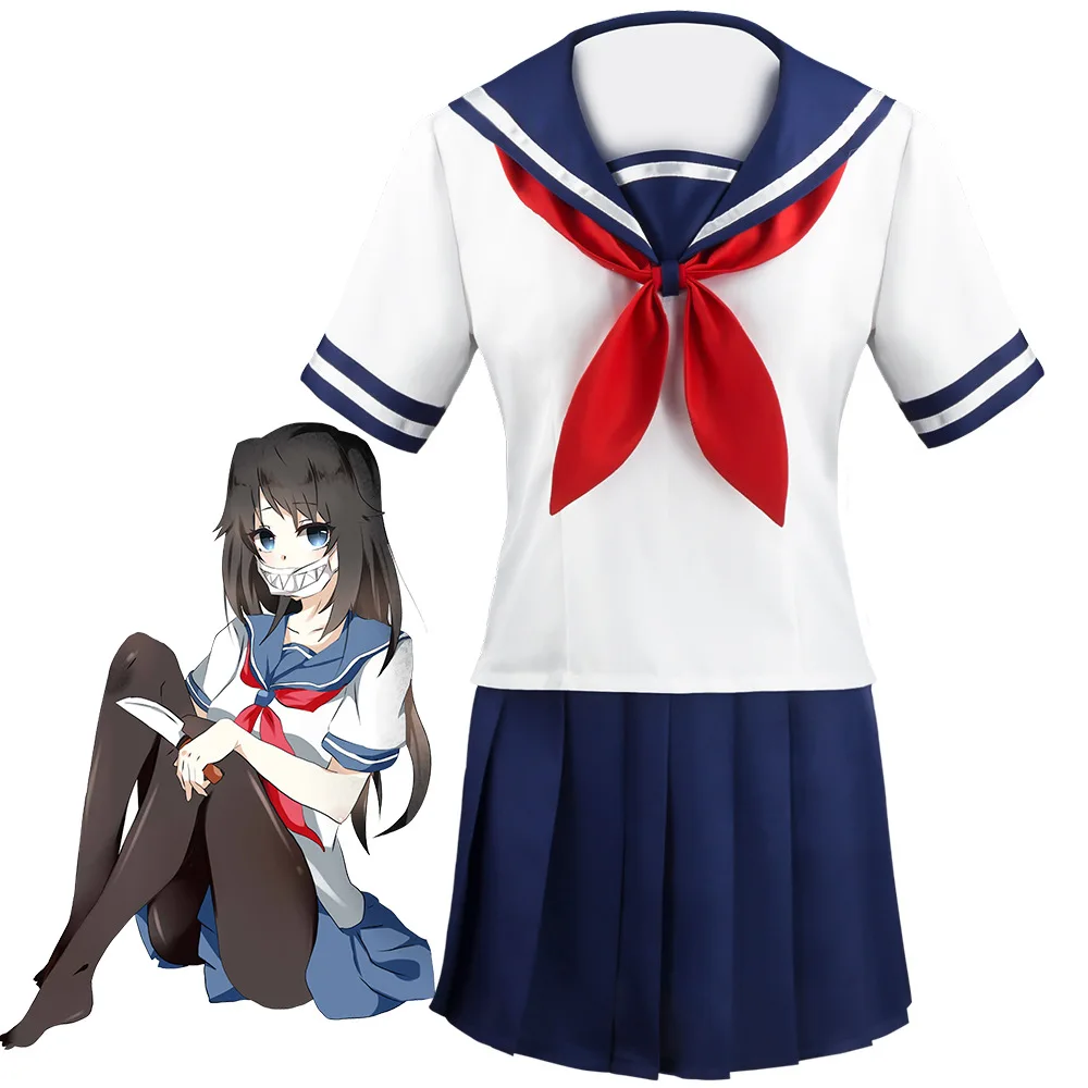 

Anime Game Yandere Simulator Cosplay Costume Ayano Aishi Uniform Chan JK School Women Outfit Sailor Suit T-shirt+Skirt Ladies