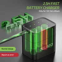 Delgeo AA Rechargeable Lithium-ion Battery 1.5V with Charger 3600mWh Large Capacity Compatiable for Mouse, Remote Control and Gamepad 4