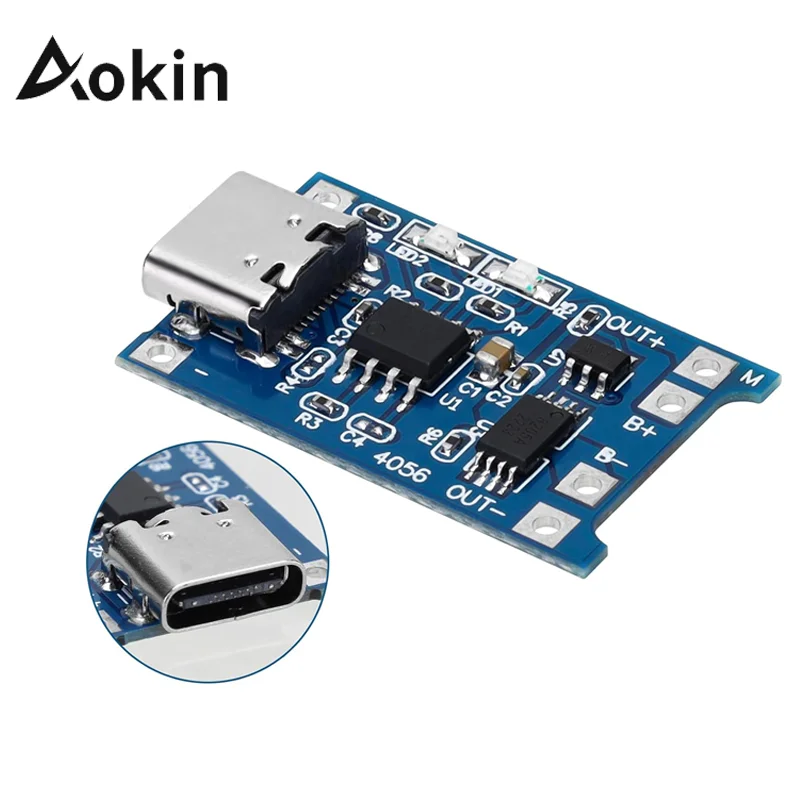 Lithium Battery Charger 5V 1A Micro/Type-c/Mini 18650 TP4056 Charger Module Charging Board Protection Dual Functions Li-ion