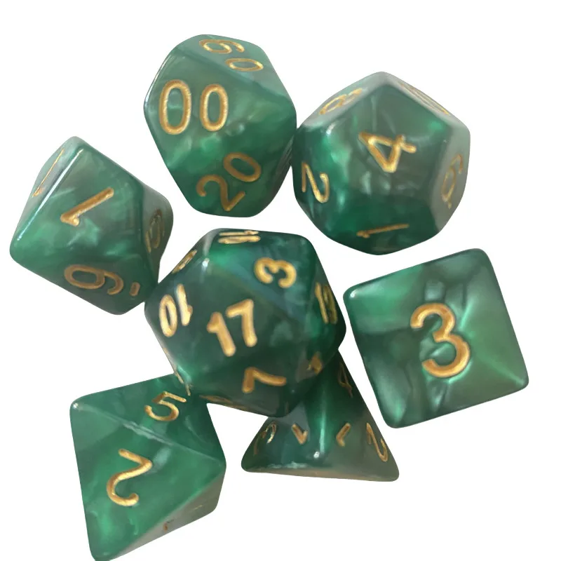 Double-sided Digital Dice Resin Desktop Entertainment Games Party Toys Polyhedral DND Dice Desktop Role-playing Supplies 7pcs