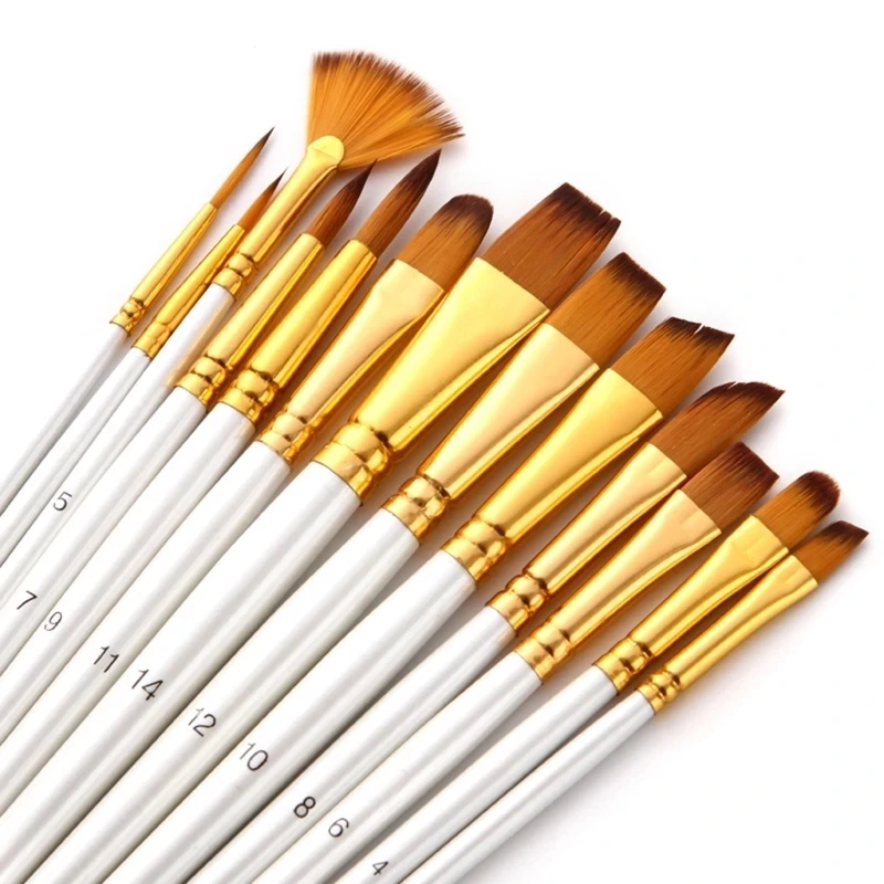 13Pcs Painting Brushes Set Artist Painting Brush for Oil Acrylic Watercolor Gouache Paint Professional Artist Supplies