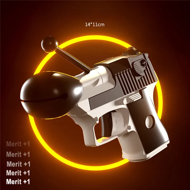 Creativity Stress Relief Toy Merit + 1 Radish Gun Wooden Fish Unique Decompression Praise Prop Sensory Toy for Kids Adults