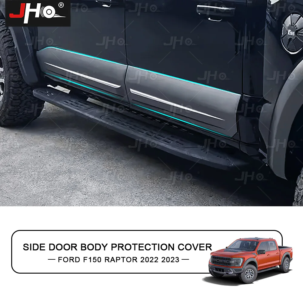 

JHO Car Body Scuff Strip Door Side Decorate Trim ABS Carbon Grain Exterior Fit for F150 Raptor 2022 2023 Gen3 Pickup Accessories