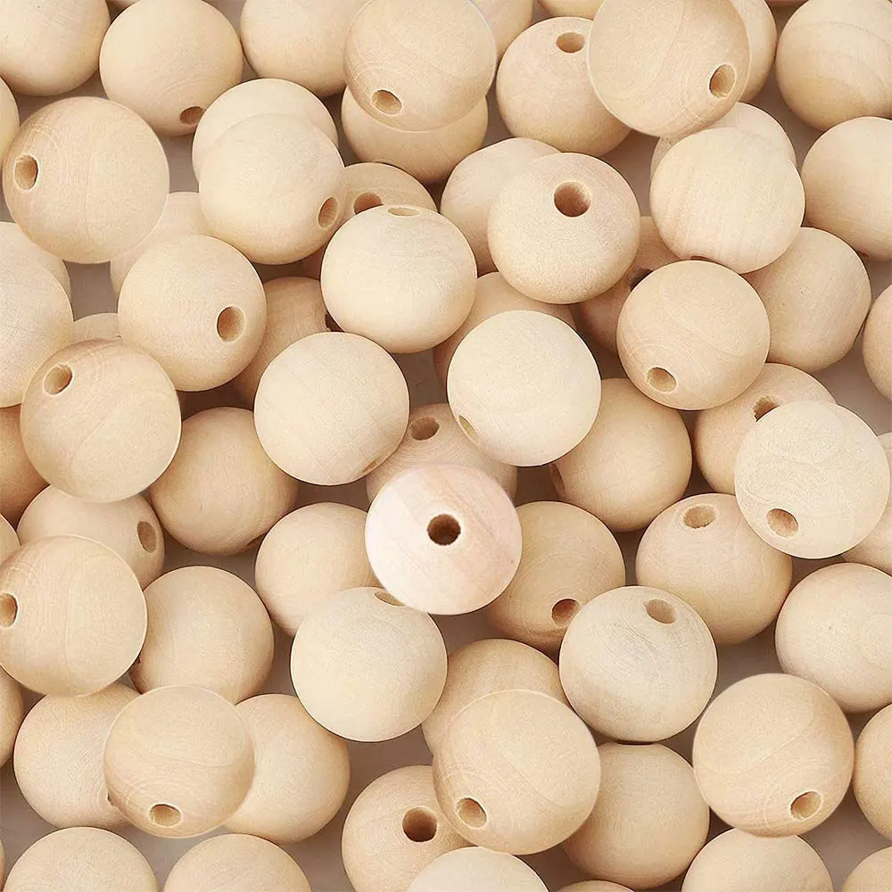 500g/lot Natural Wood Beads Unfinished Loose Wood Beads Crafts Diy