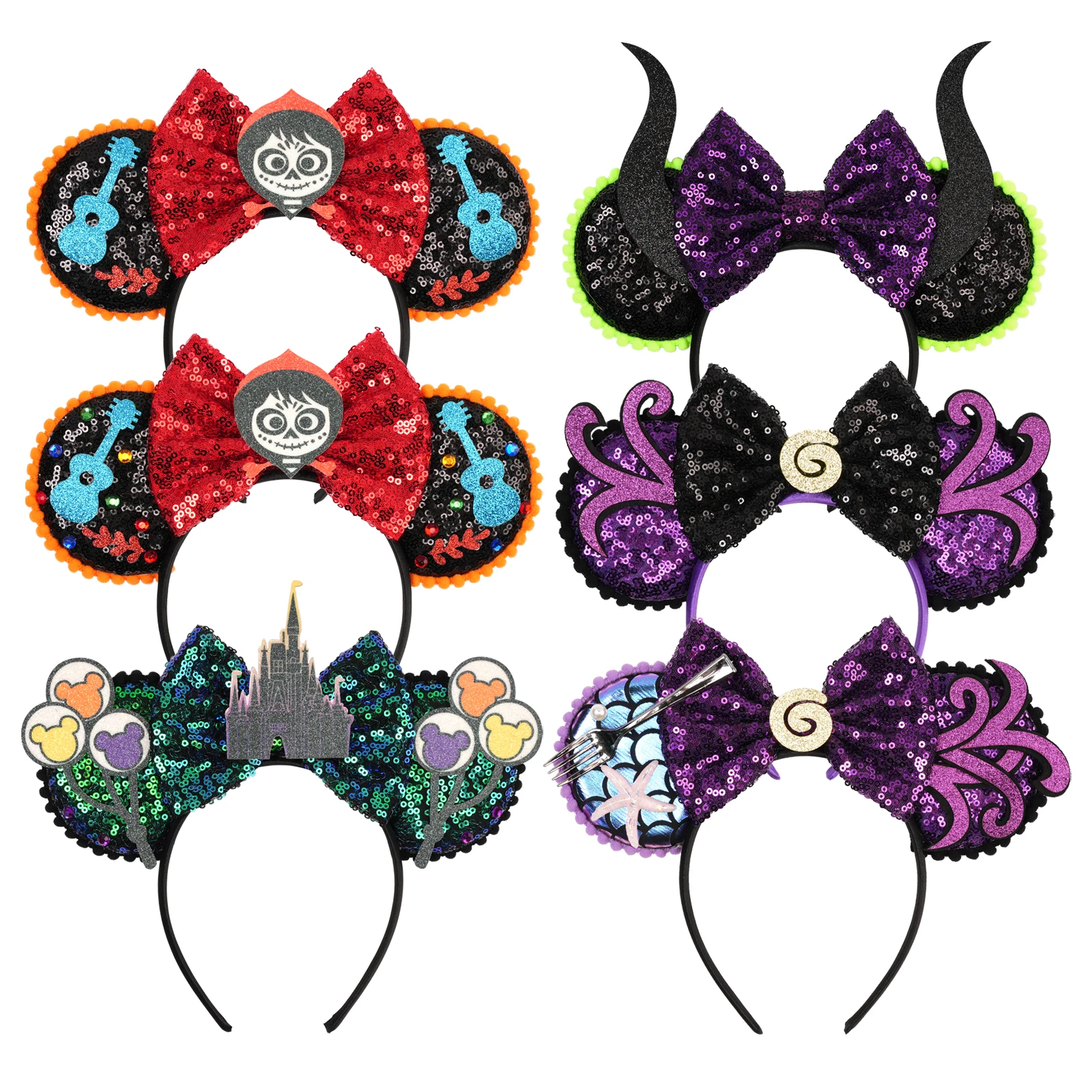 Pack De 2 Diademas De Sombrero De Bruja Halloween | Negro Y Morado Con Telaraña Y Araña | Ajuste Cómodo Para Adultos Y Niños