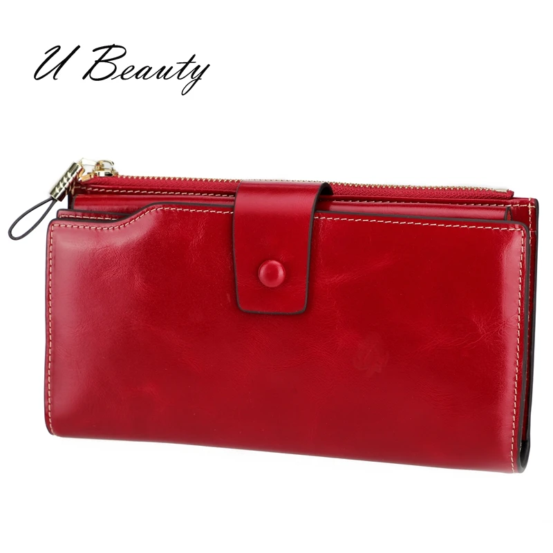 Ladies Top Quality Oil Waxed Cow Leather Wallet Fashion Vintage Genuine Cow Leather Multi Functional Organizer Men's Wallet