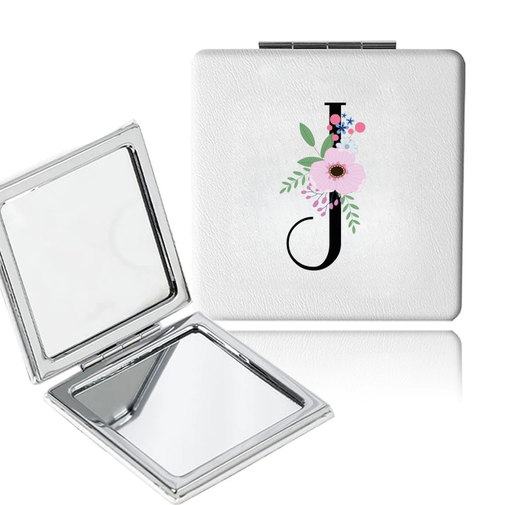 26개 이니셜 프린트, 접이식 화장 거울, 휴대용 양면 거울, 학생 기숙사용 소형 책상 선물, 도매