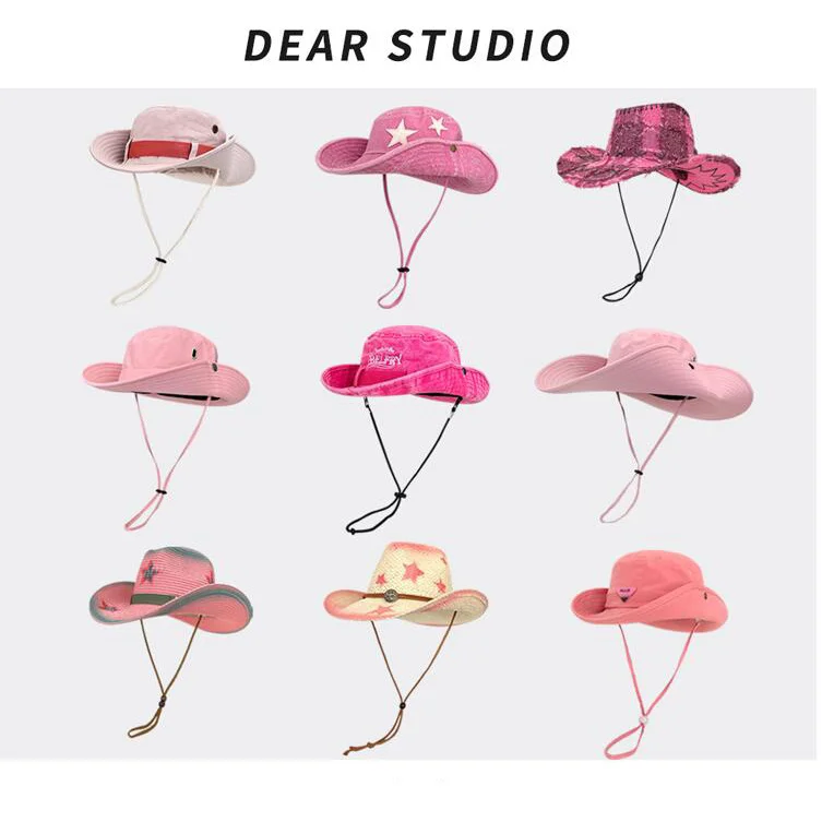 

Шляпа для альпинизма, популярная Милая винтажная Рыбацкая шляпа с вышивкой Y2K для девушек, уличная Солнцезащитная ковбойская шляпа в западном стиле