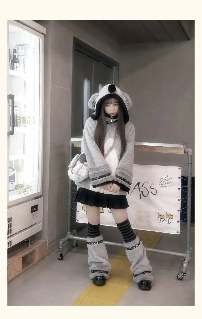 Women's Plush Hooded Embroidered Coat Set