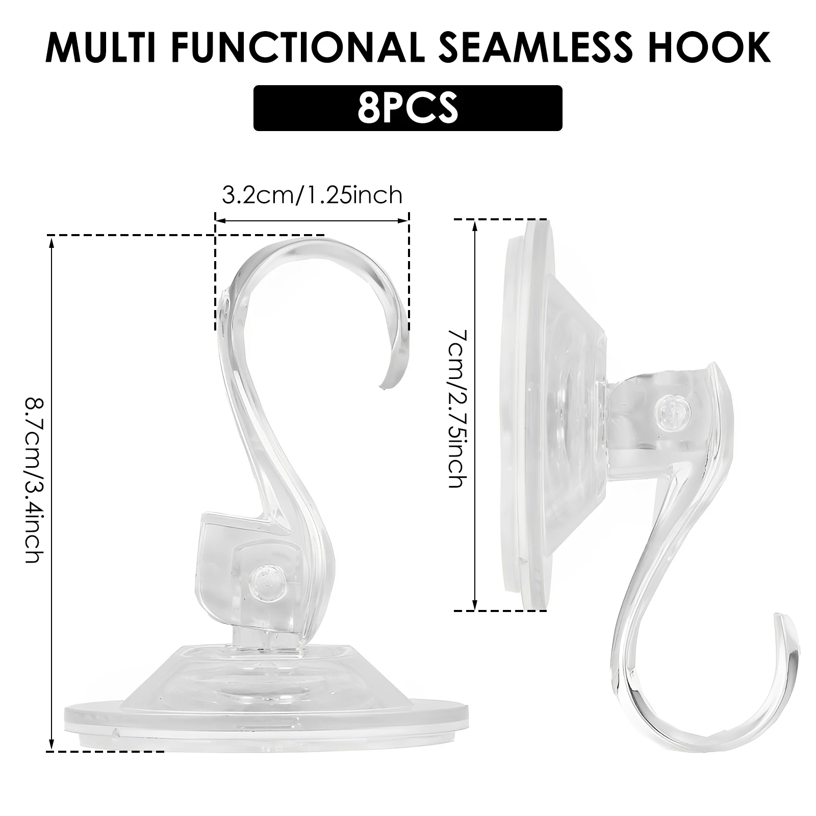 4-12Pcs Suction Cup Hook Transparent Heavy Duty Vacuum Strong Suction Cup Holder Glass Window Kitchen Bathroom Wall Towel Hook 6
