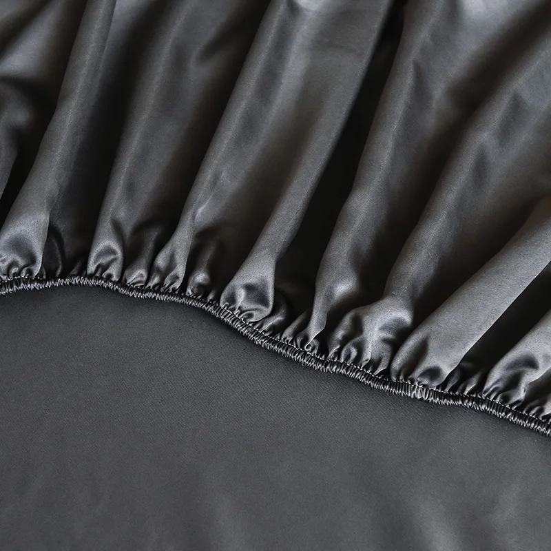 Mattress Cover Printed Fitted Sheet Satin Silk Fitted Bed Sheet Solid Color Elastic Washable Bedspread Ice Cool Summer Mattress Cover 180x200 for Home Bedroom Decor