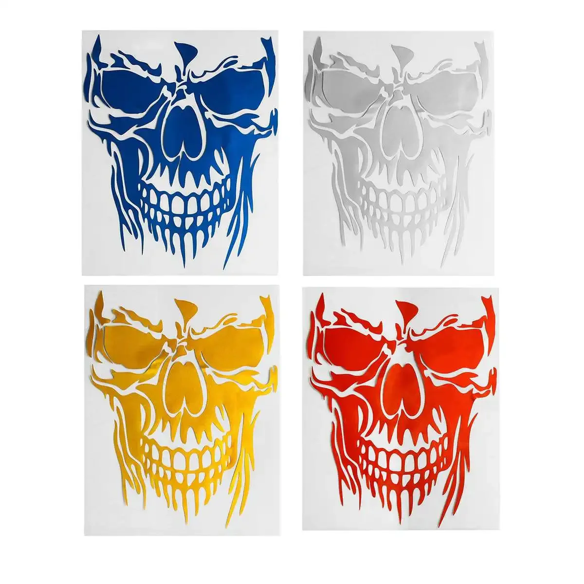 2 Adesivi Teschio Auto 12x18cm - In PVC, Bianco, Decorazione Horror Per Auto E Moto, Facili Da Applicare - Foto 6