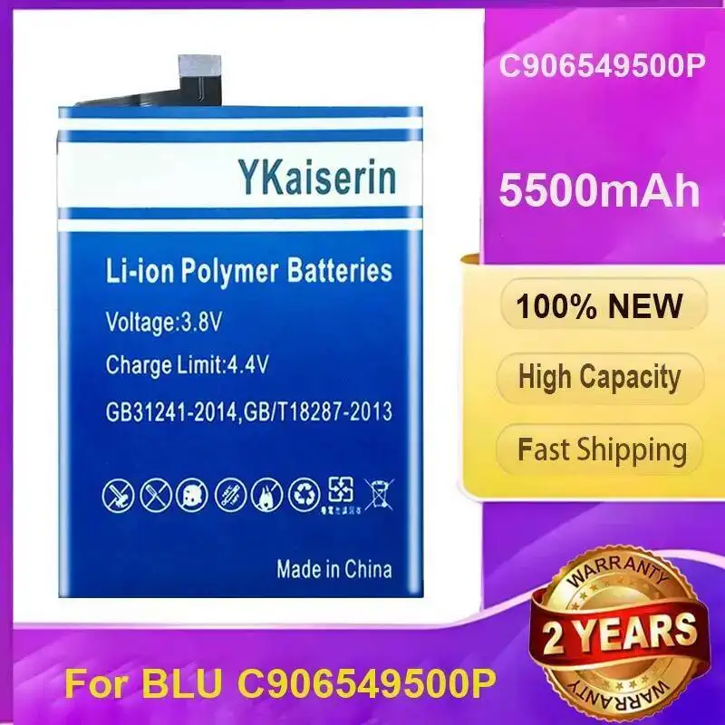 Mobile Phone Battery Reliable Replacement 5500Mah For Blu C906549500P