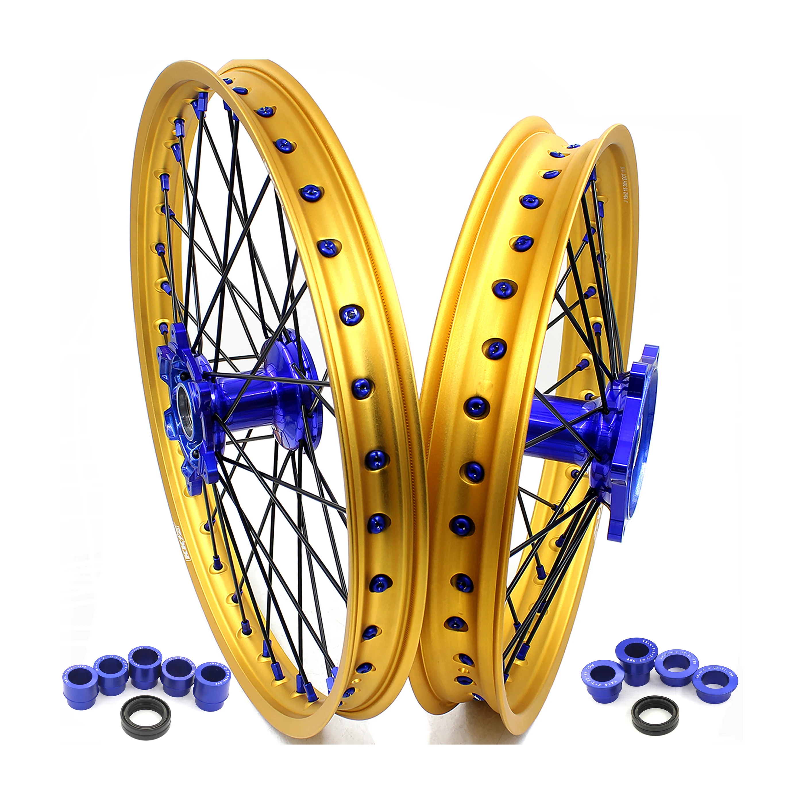 

KKE Motorcycle 21/19 Cast Wheels Rims Set for YZ125 YZ250 1999-2022 YZ250F YZ450F 2003-2022 with Gold Matt Rims