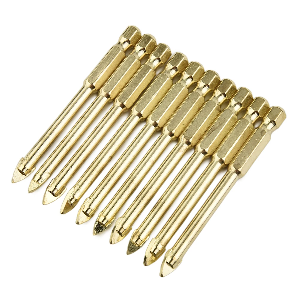 

10pcs 6mm Tile Drill Bit Titanium Superhard Alloy Ceramic Tile Glass Drill Bits Cross Spear Head Universal Drilling Tool