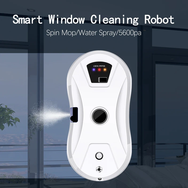 robot čistí veľké okno