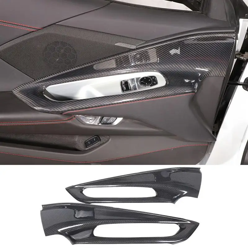 

For Chevrolet Corvette C8 Stingray Z51 Z06 2020-2023 Real Carbon Fiber Car Window Lift Frame Trim Cover Car Accessories