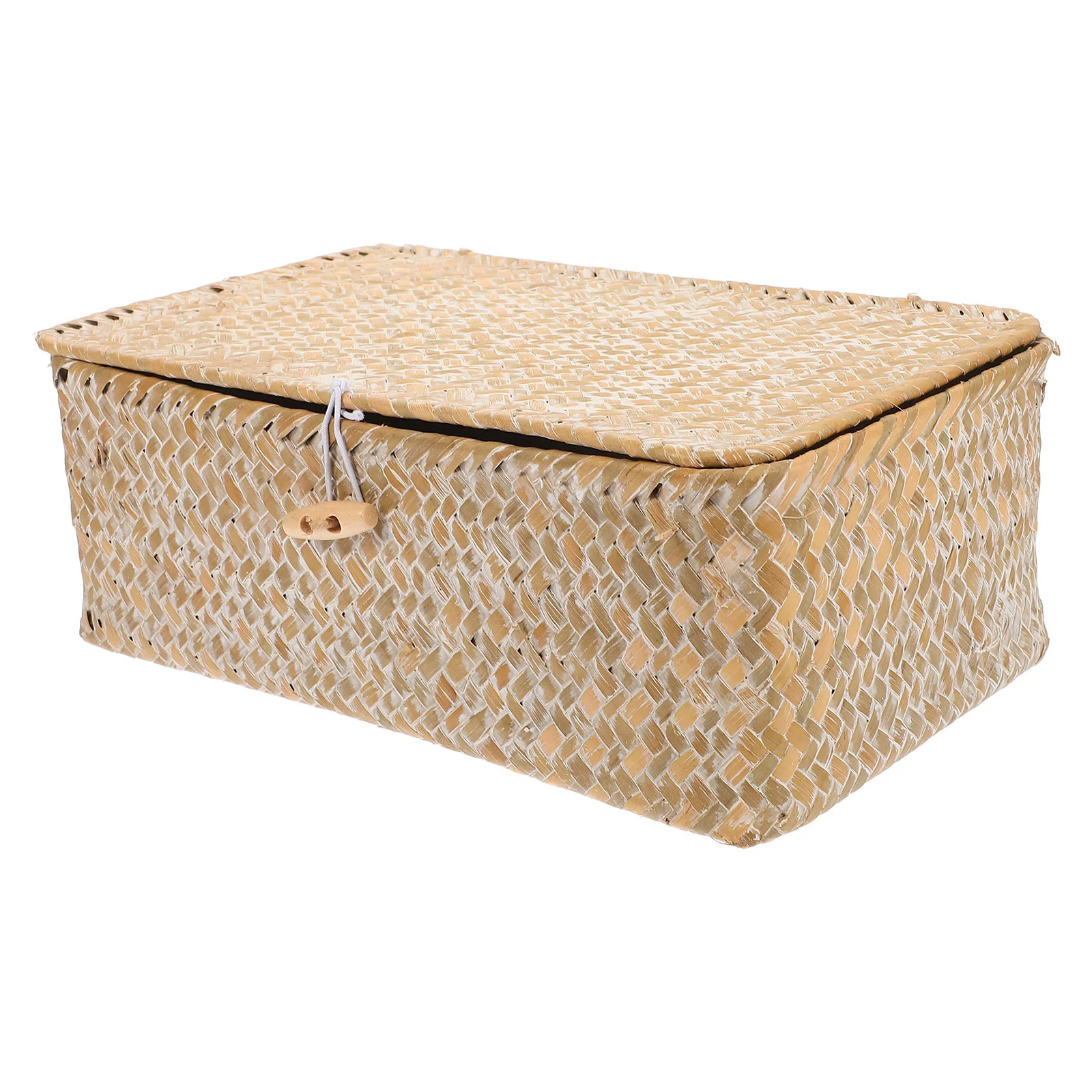 Storage Box with Lid Desktop Basket Wicker Baskets Bathroom