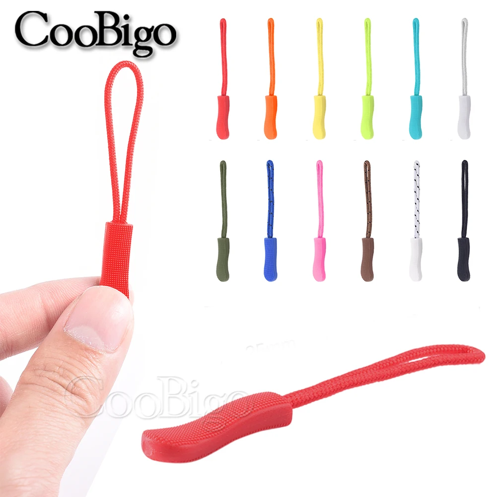 50pcs Slider Zipper Pull Handle Zip Puller Cord Fasteners Closures Strap for Wallet Bag Sewing and Haberdashery Accessories